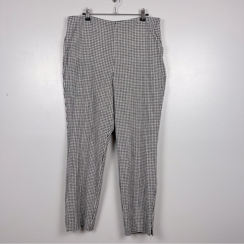 NWT Sanctuary black white gingham side zip ankle slit flat front pants, 31/US 12
